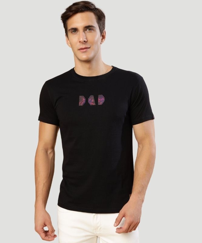 Men's Black Solid Half Sleeves Regular Fit T-Shirt
